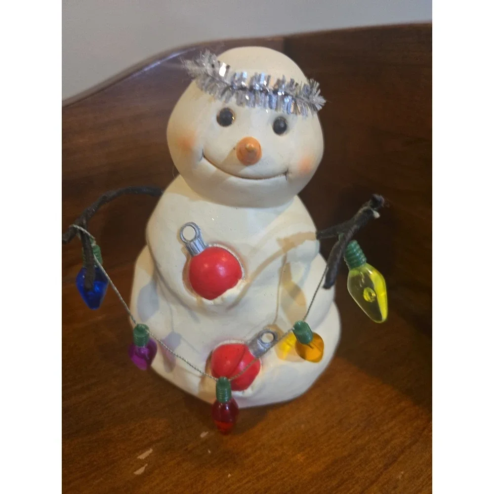 Hallmark Mitford Snowman Figurine JC Christmas Lights Star Jan Karon Resin 2000